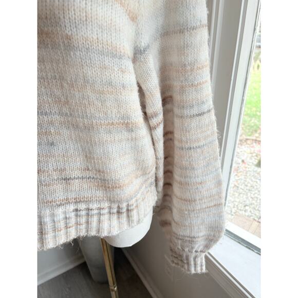 NWT French Connection Marley Space Dye Crewneck Sweater Womens Large Cream Tan - Picture 8 of 9